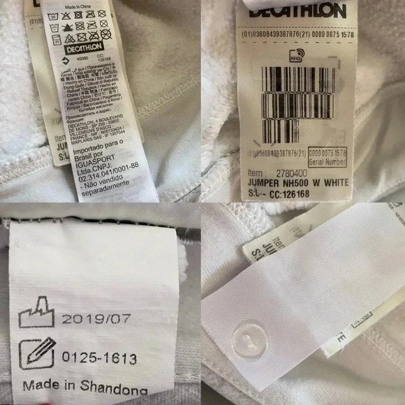 Decathlon White Hiking Pullover Sweatshirt L Quechua Contrast Print Long Sleeves - Picture 7 of 7